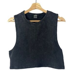 Cara Loren Active Faded Black Ribbed Crop Athletic Tank Top M